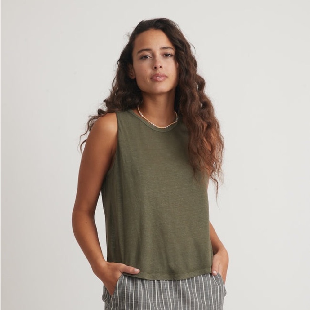 Madewell Whisper Cotton Muscle Tank Dusty Olive
